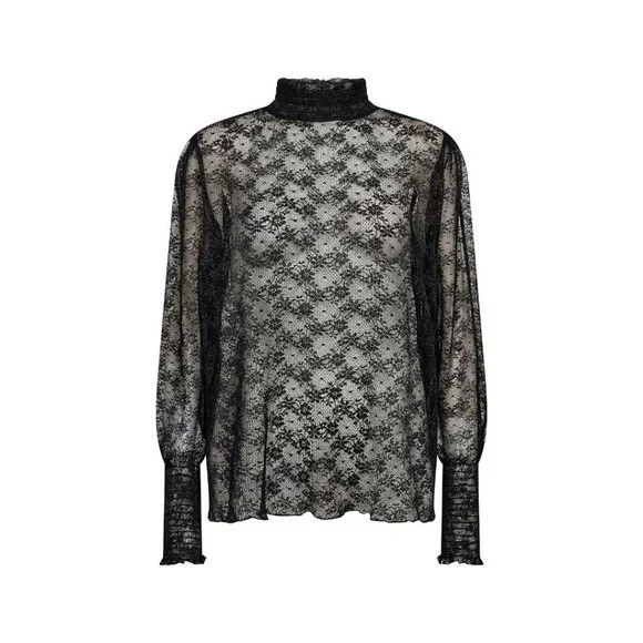 NWT SOYA CONCEPT Vallie Black Lace Longsleeve Top - Picture 5 of 5